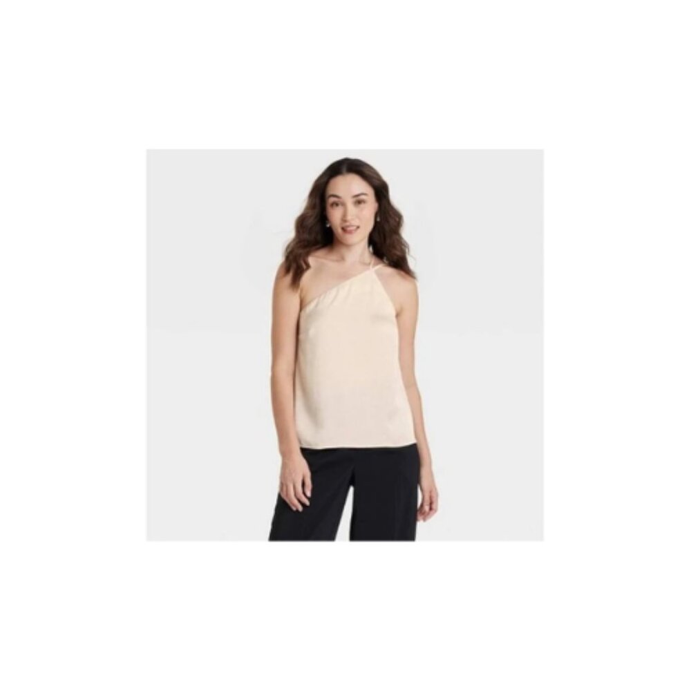 A New Day Women’s One Shoulder Halter Tank Top Cream